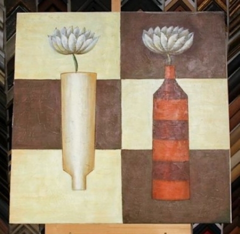 Obraz dvě chryzamtémy 90x90 cm