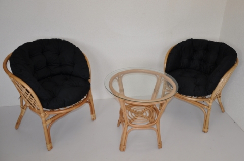 Ratanová sedací souprava Java polstr černý Maxi