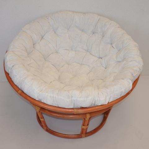 Ratanový papasan 110 cm koňak polstr bílý INDO