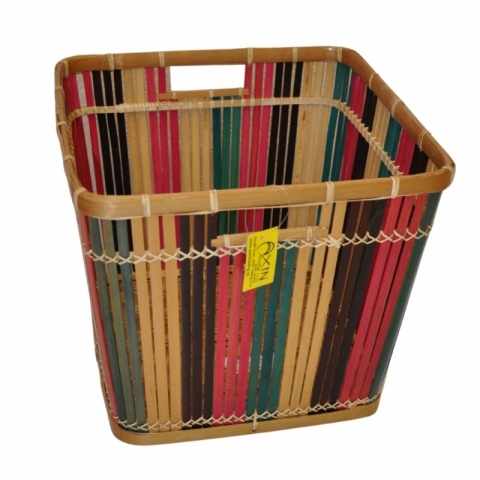Košík bambusový barevný velký