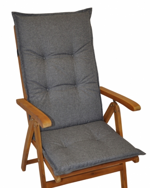 Polstr na teakové zahradní křeslo UNI excelent vysoké - látka voděodolná šedá Duo