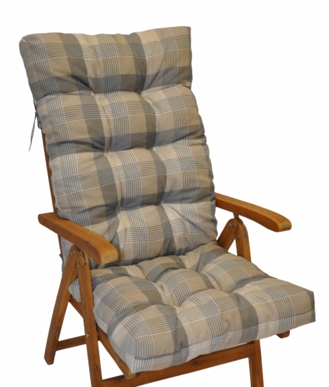 Polstr na teakové zahradní křeslo vysoké - látka UNIKO šedá kostka