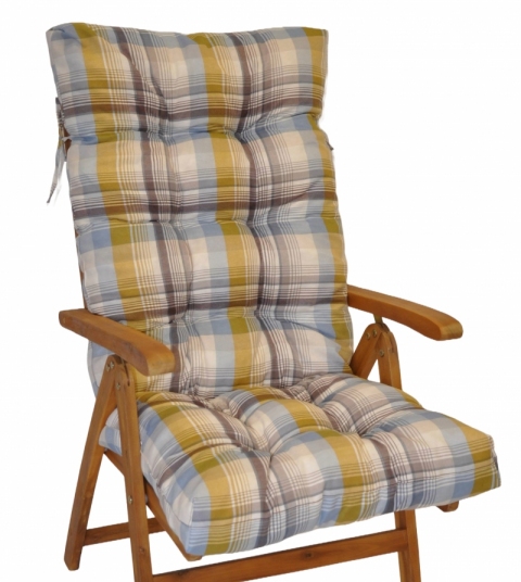 Polstr na teakové zahradní křeslo vysoké - látka UNIKO žlutá kostka