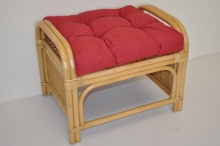 Ratanová taburetka Oliver medová polstr vínový melír