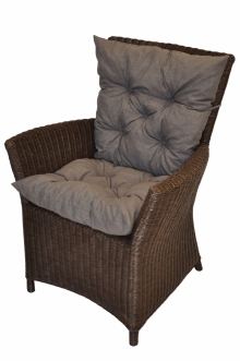 Ratanové křeslo Pluto hnědé polstr šedý melír