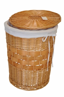 Koš prádelní kulatý velký bílá látka