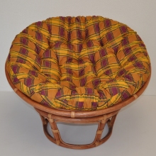 Ratanový papasan 110 cm koňak, polstr okrový