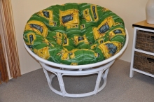 Ratanový papasan 110 cm bílý, polstr zelený