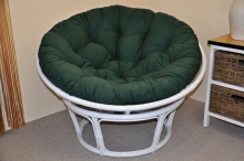 Ratanový papasan 110 cm bílý, polstr zelený dralon