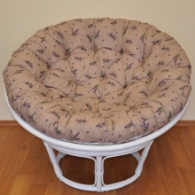 Ratanový papasan 110 cm bílý, polstr levandule