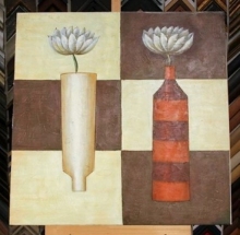 Obraz dvě chryzamtémy 90x90 cm