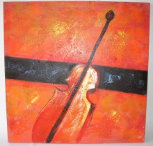 Obraz červené housle 75x75 cm