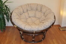 Ratanový papasan 130 cm hnědý - polstr Ebony