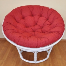 Ratanový papasan 110 cm bílý polstr vínový melír