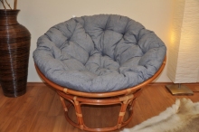 Ratanový papasan 115 cm koňak - polstr šedý melír