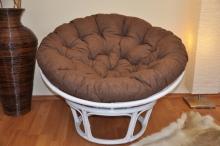 Ratanový papasan 115 cm bílý - polstr hnědý melír