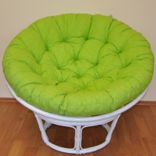 Ratanový papasan 110 cm bílý polstr světle zelený melír
