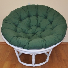 Ratanový papasan 110 cm bílý polstr tmavě zelený melír