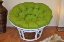 Ratanový papasan 115 cm bílý - polstr světle zelený melír