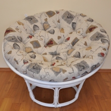 Ratanový papasan 110 cm bílý polstr motiv srdce LOVE