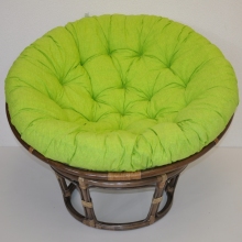 Ratanový papasan 100 cm hnědý polstr světle zelený melír