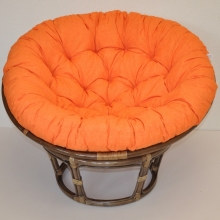 Ratanový papasan 100 cm hnědý polstr oranžový melír