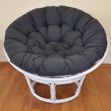 Ratanový papasan 100 cm bílý, polstr tmavě šedý melír