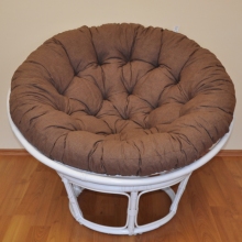 Ratanový papasan 100 cm bílý, polstr hnědý melír