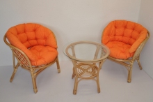 Ratanová sedací souprava Java polstr oranžový Maxi