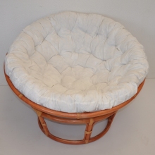 Ratanový papasan 110 cm koňak polstr bílý INDO