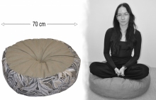 Polštář sedací průměr 70 cm - listy na tmavé