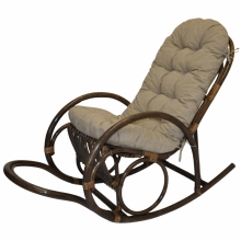 Ratanové houpací křeslo Jenaira hnědé polstr tmavě béžový melír