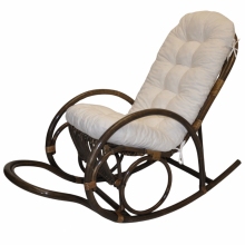 Ratanové houpací křeslo Jenaira hnědé polstr bílý