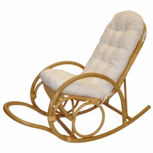 Ratanové houpací křeslo Jenaira medové polstr bílý
