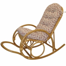 Ratanové houpací křeslo Jenaira medové polstr motiv růžičky