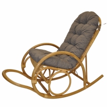 Ratanové houpací křeslo Jenaira medové polstr šedý melír