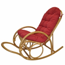 Ratanové houpací křeslo Jenaira medové polstr vínový melír