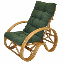 Ratanové křeslo polohovací medové polstr tmavě zelený melír