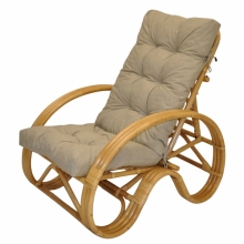 Ratanové křeslo polohovací medové polstr tmavě béžový melír