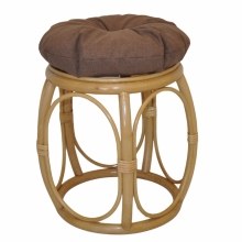 Ratanová taburetka široká medová polstr hnědý melír