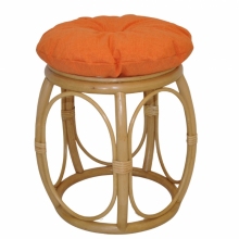 Ratanová taburetka široká medová polstr oranžový melír
