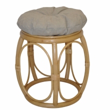 Ratanová taburetka široká medová polstr tmavě béžový melír