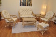 Ratanová sedací souprava Florida medová - polstry béžový melír