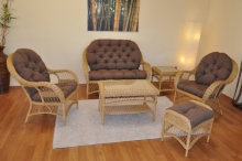 Ratanová sedací souprava Florida medová - polstry hnědý melír