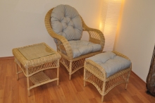 Ratanová sedací souprava Florida pohoda medová - polstry tmavě béžový melír