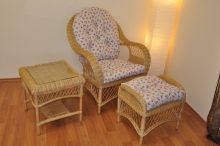 Ratanová sedací souprava Florida pohoda medová - polstry motiv růžičky