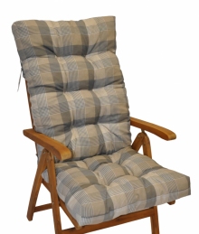 Polstr na teakové zahradní křeslo vysoké - látka UNIKO šedá kostka