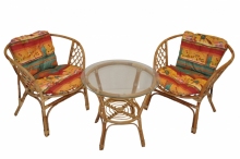 Axin ratanová sedací souprava Bahama 2+1 semambo polstry červené